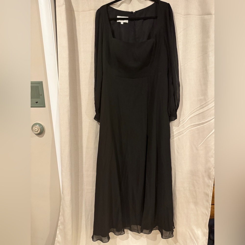 Azazie Leonia Black A-Line Sleeve Dress, 16, NWT - Picture 5 of 11